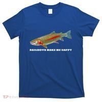 Rainbows Make Me Happy Trout Fishing Gift T-Shirt thumb 0