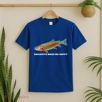 Rainbows Make Me Happy Trout Fishing Gift T-Shirt thumb 2