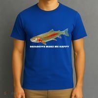 Rainbows Make Me Happy Trout Fishing Gift T-Shirt thumb 3
