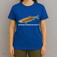 Rainbows Make Me Happy Trout Fishing Gift T-Shirt thumb 4
