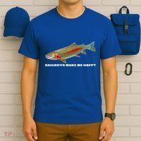 Rainbows Make Me Happy Trout Fishing Gift T-Shirt thumb 6