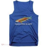 Rainbows Make Me Happy Trout Fishing Gift Tank Top thumb 0