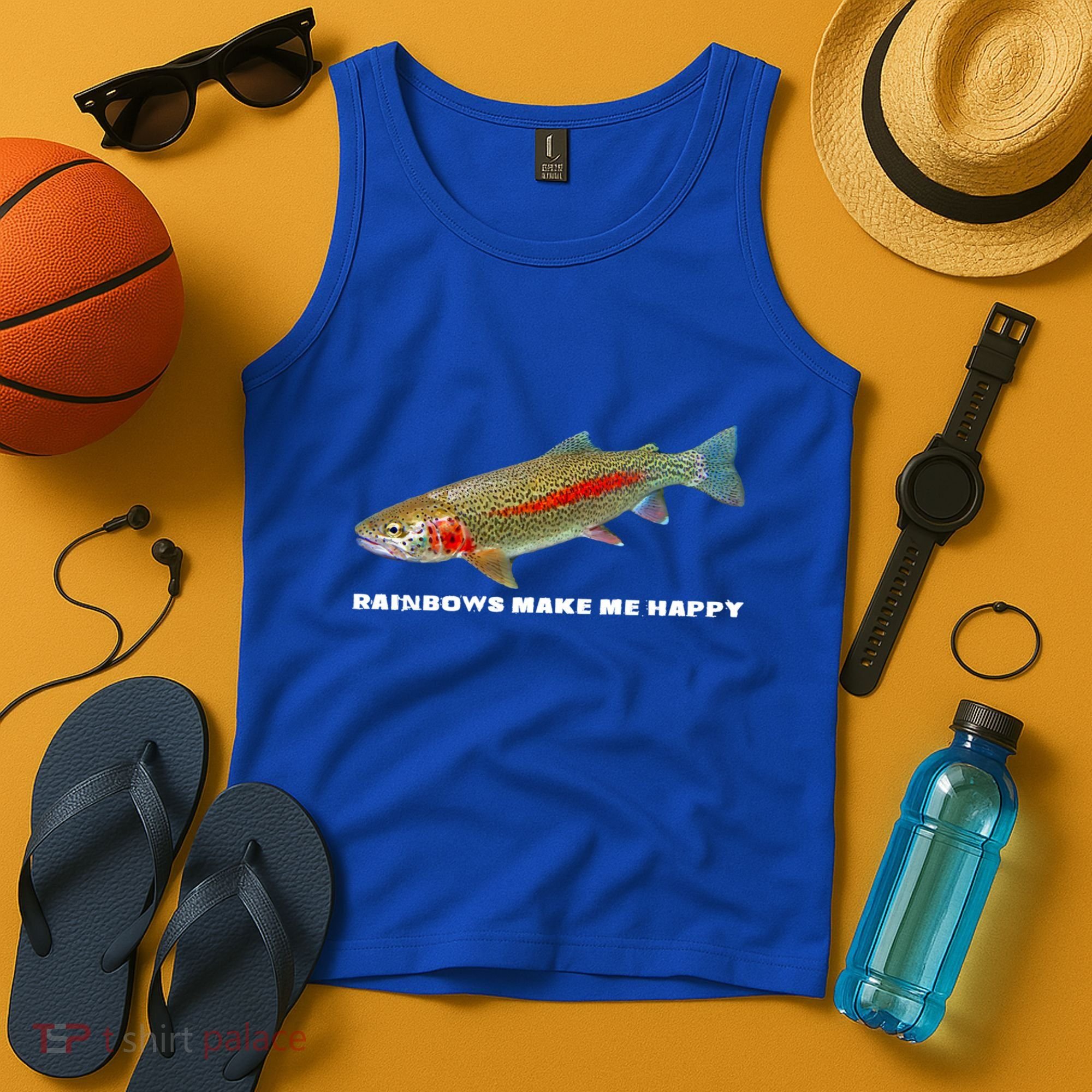 Rainbows Make Me Happy Trout Fishing Gift Tank Top