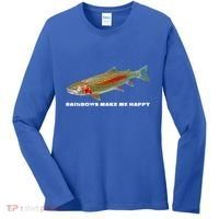 Rainbows Make Me Happy Trout Fishing Gift Women's Long Sleeve Shirt thumb 0