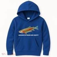 Rainbows Make Me Happy Trout Fishing Gift Kids Hoodie thumb 0