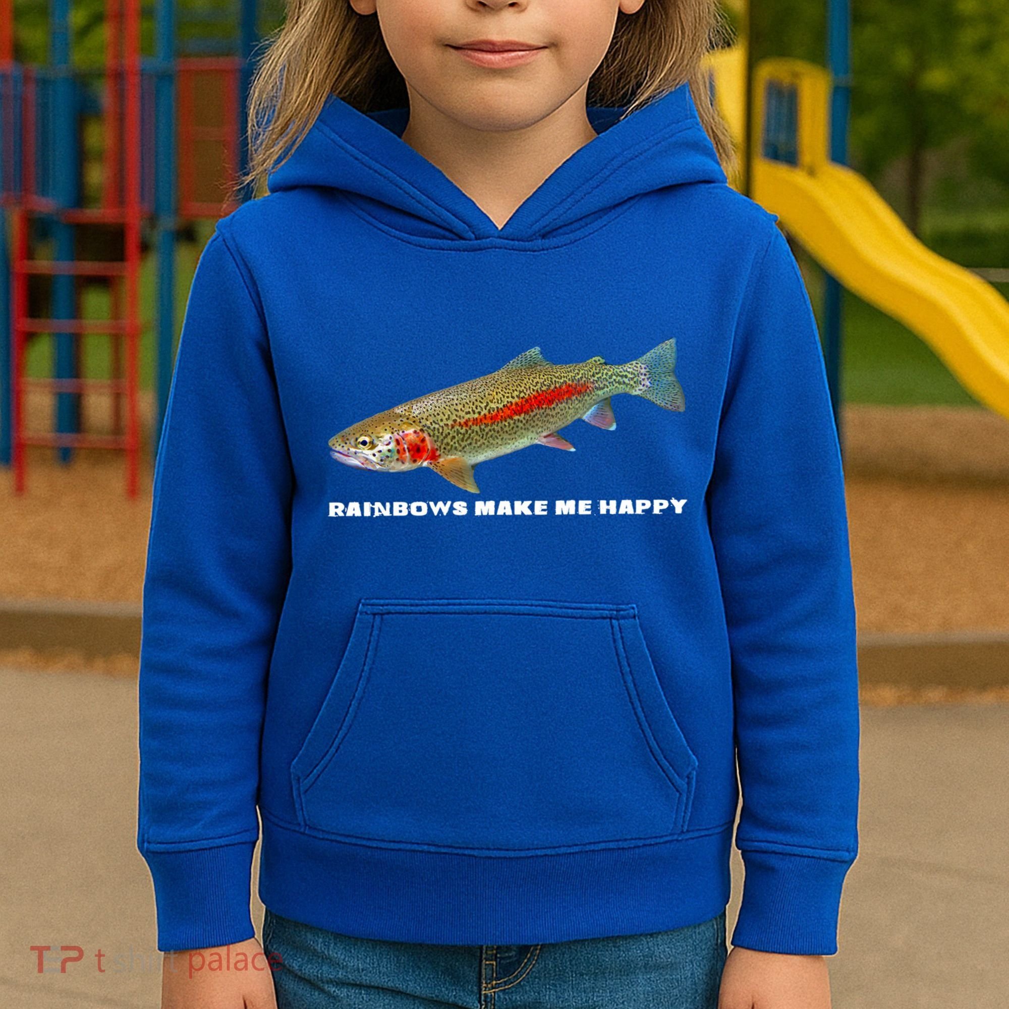 Rainbows Make Me Happy Trout Fishing Gift Kids Hoodie