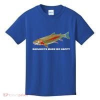 Rainbows Make Me Happy Trout Fishing Gift Kids T-Shirt thumb 0