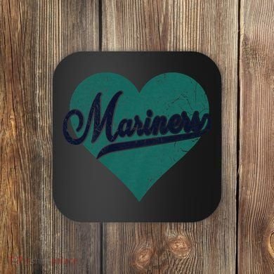 Retro Mariners Nickname Vintage Mariners Heart Coaster