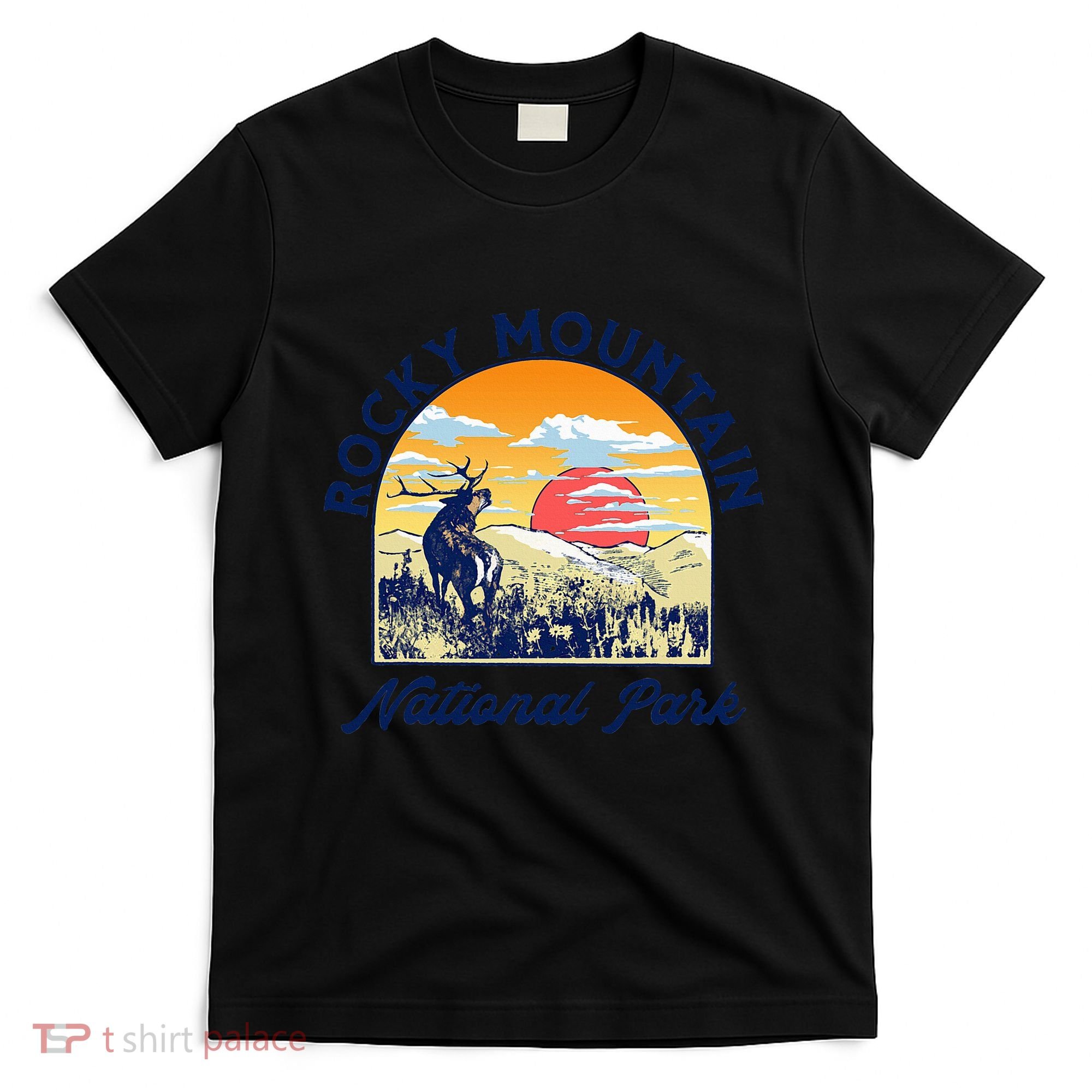 Rocky Mountain National Park Elk Vintage Artistic Graphic T-Shirt