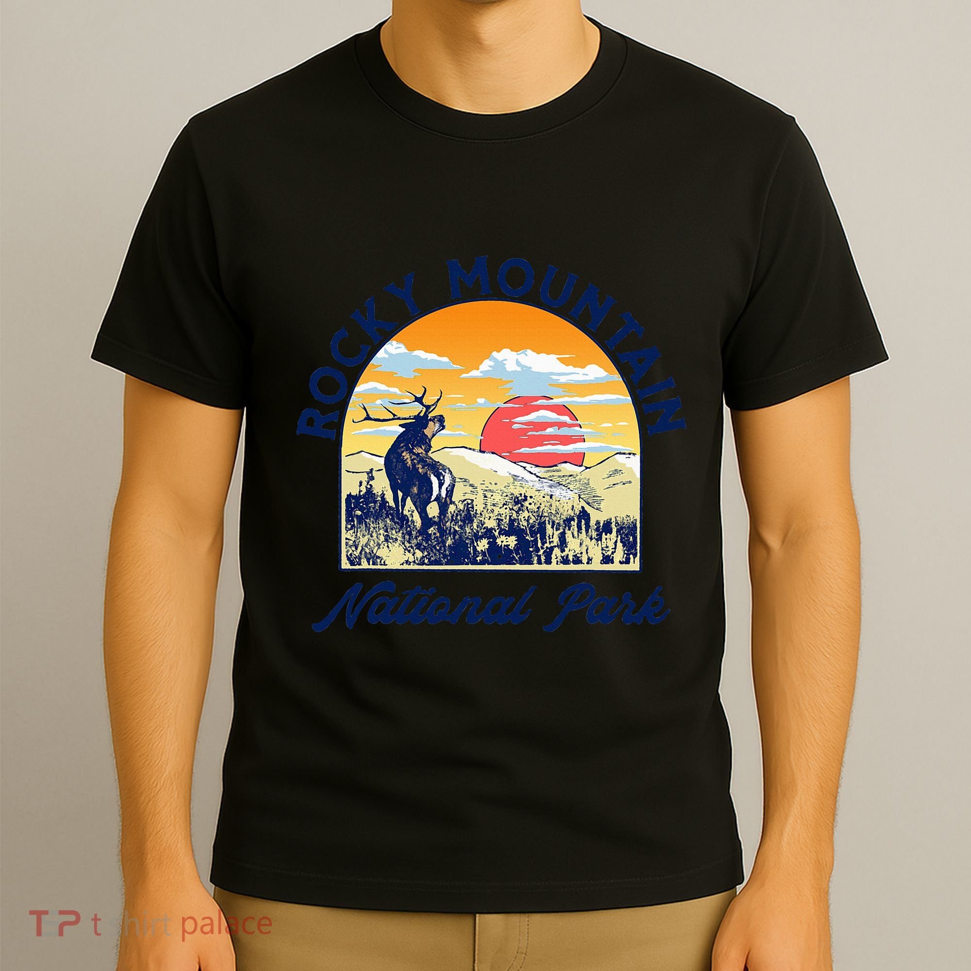 Rocky Mountain National Park Elk Vintage Artistic Graphic T-Shirt