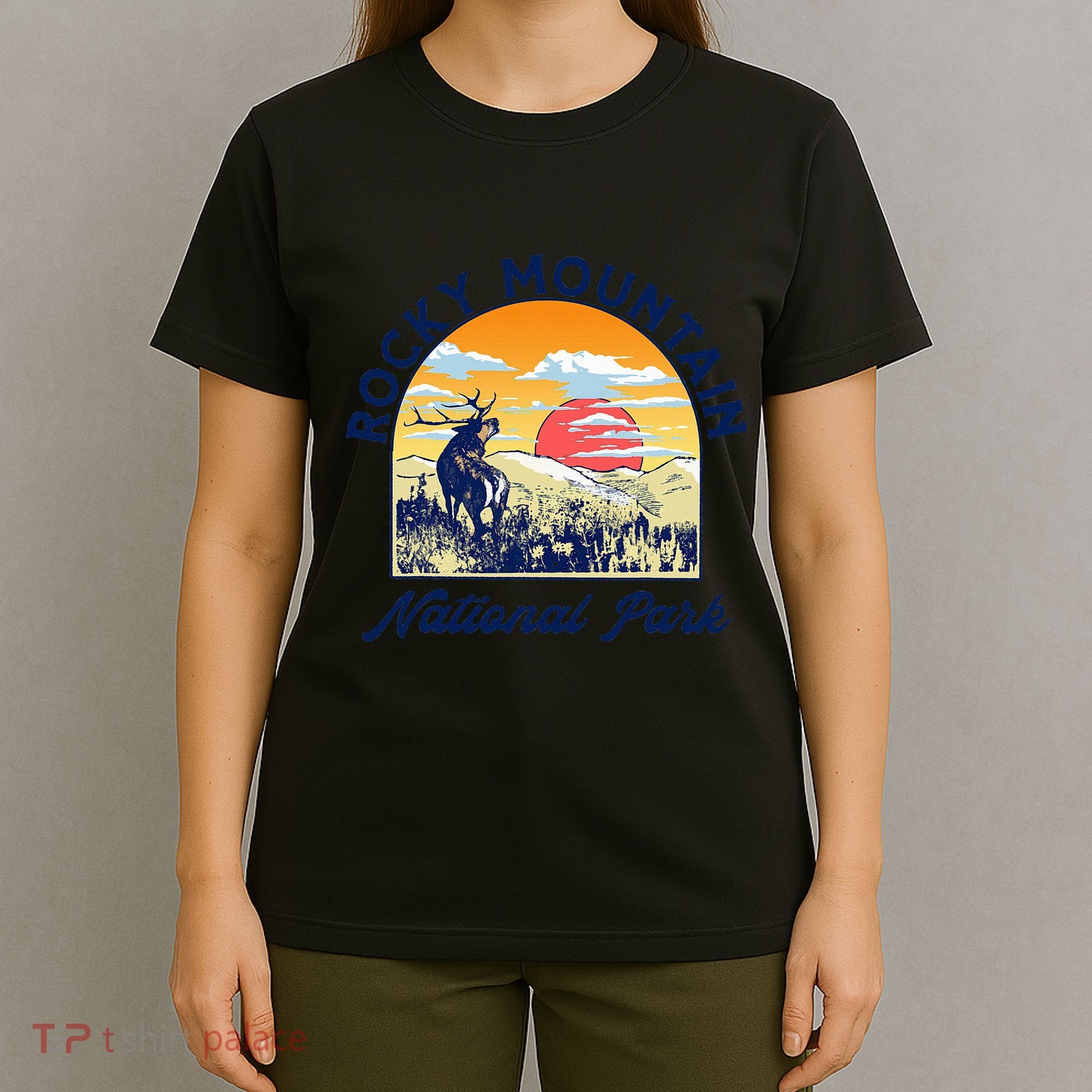 Rocky Mountain National Park Elk Vintage Artistic Graphic T-Shirt