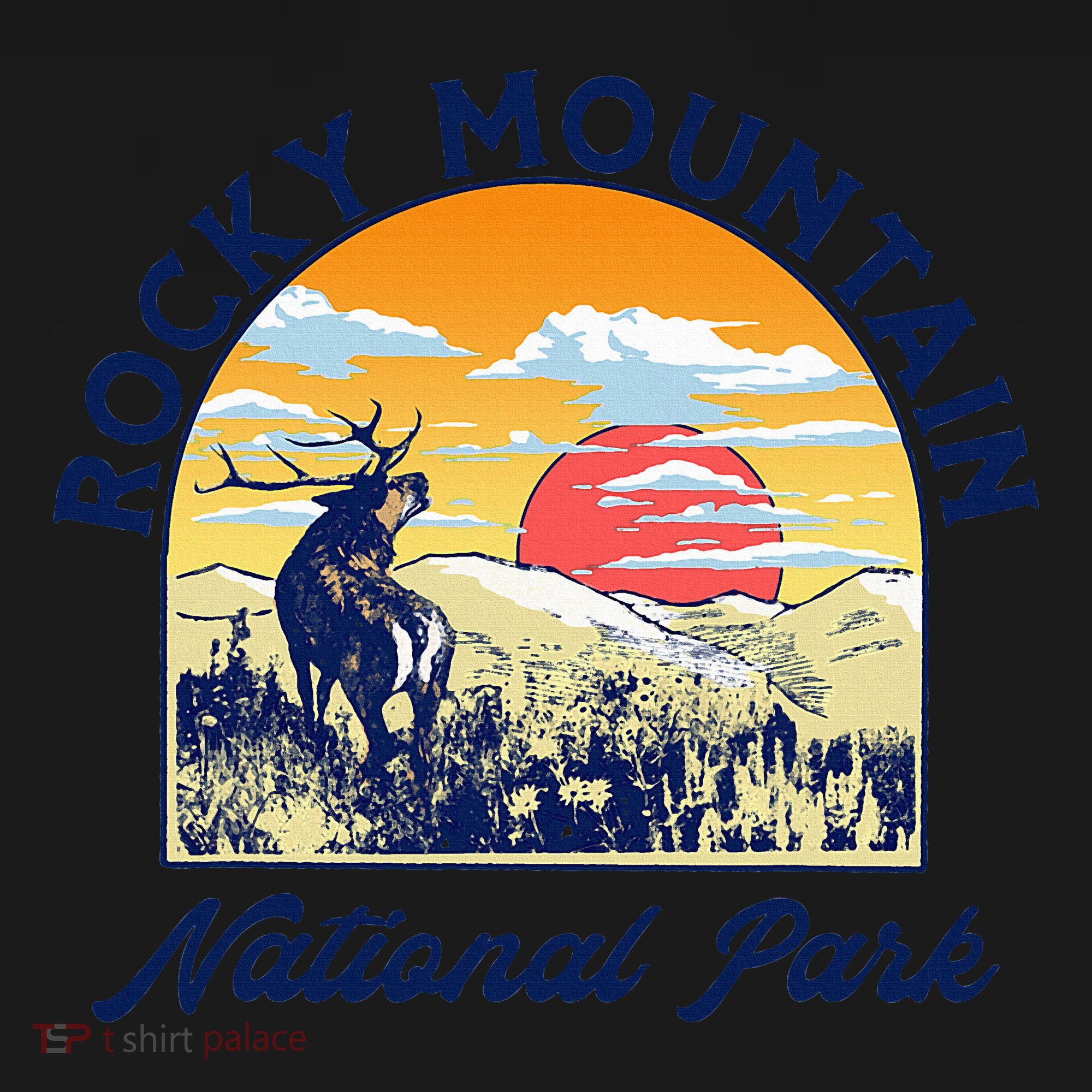 Rocky Mountain National Park Elk Vintage Artistic Graphic T-Shirt