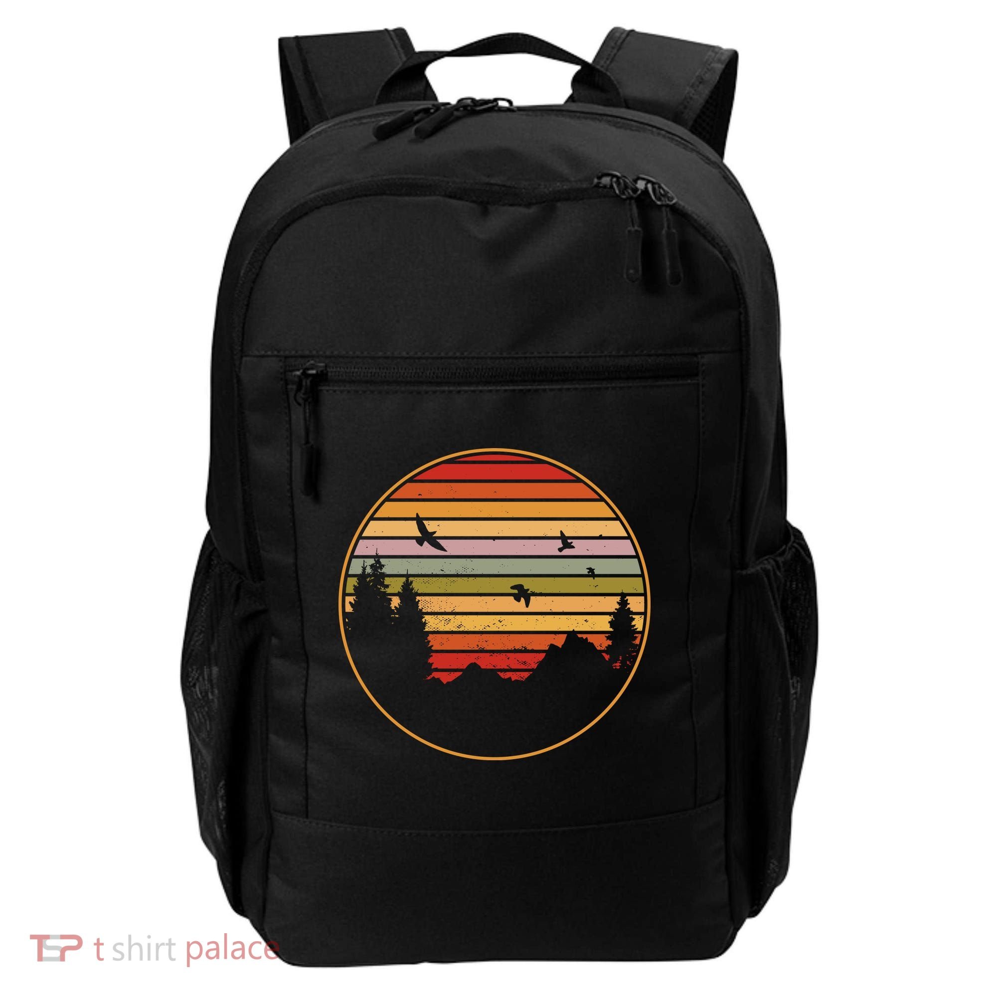 Retro Mountain Nature Sunset Backpack