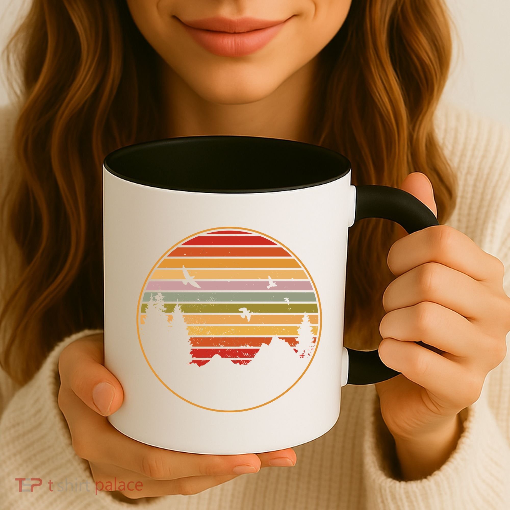 Retro Mountain Nature Sunset Coffee Mug