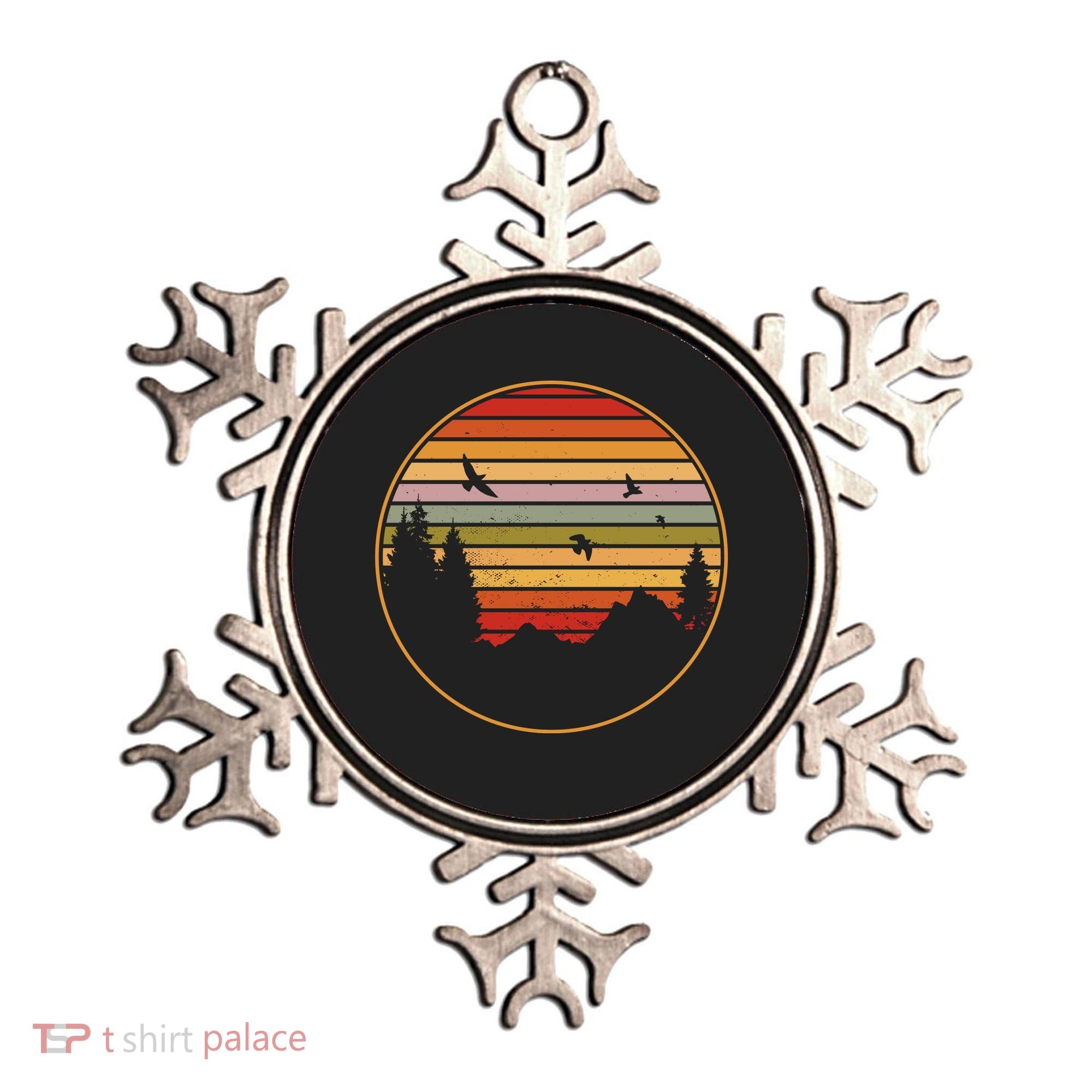 Retro Mountain Nature Sunset Ornament