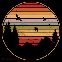Retro Mountain Nature Sunset Ornament thumb 1