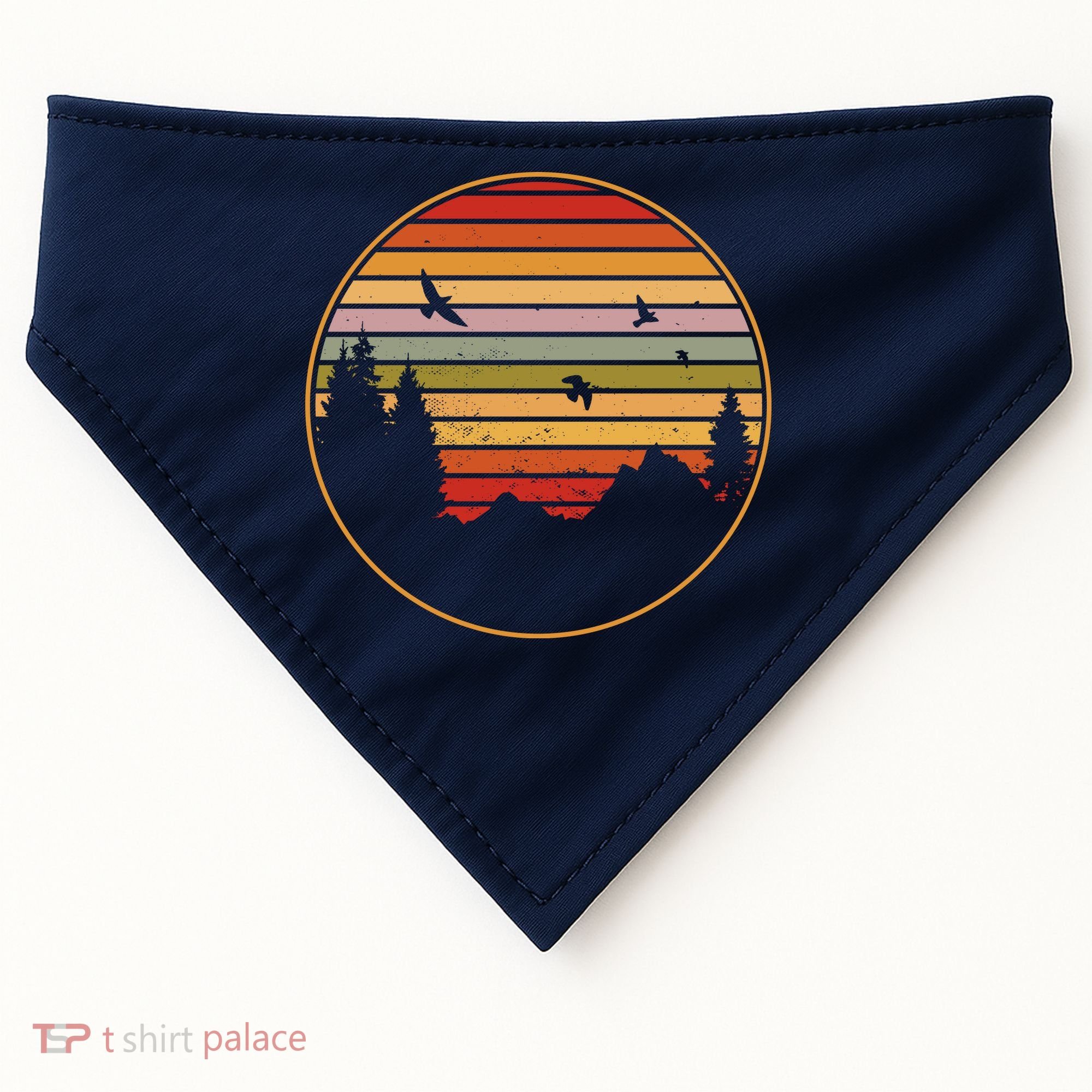 Retro Mountain Nature Sunset USA-Made Doggie Bandana