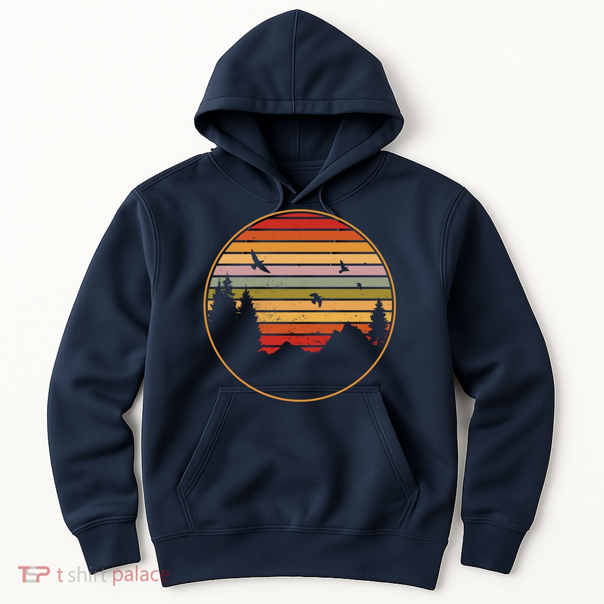 Retro Mountain Nature Sunset Hoodie