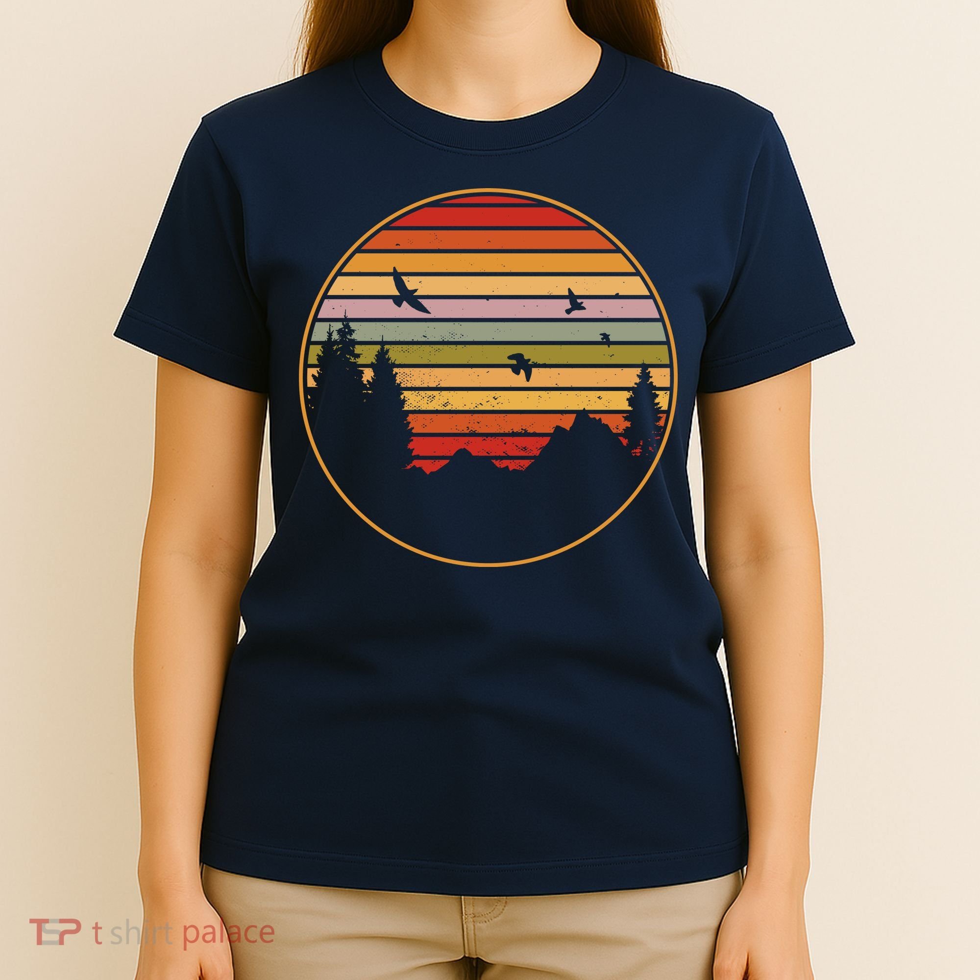 Retro Mountain Nature Sunset T-Shirt