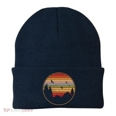 Retro Mountain Nature Sunset Beanie