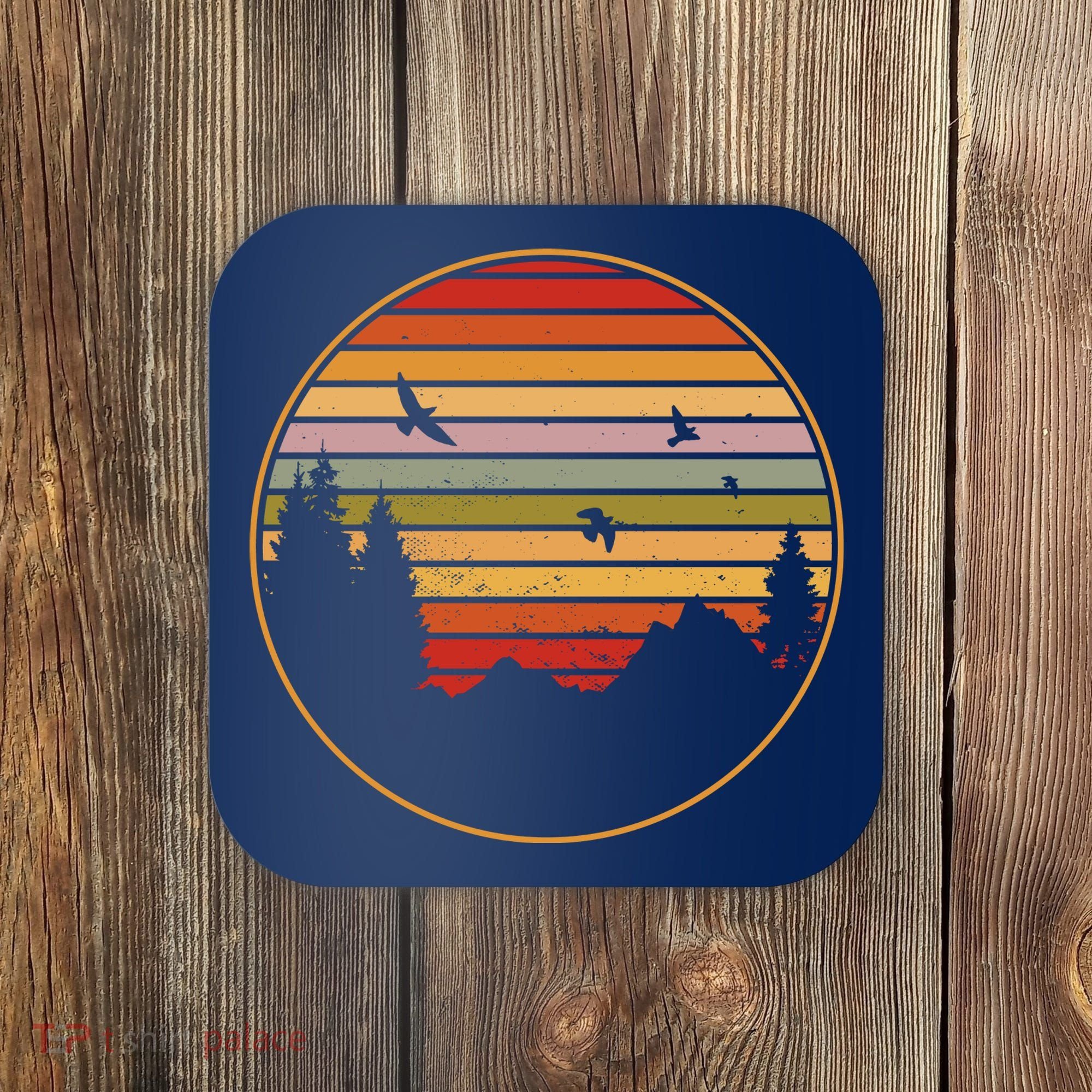Retro Mountain Nature Sunset Coaster