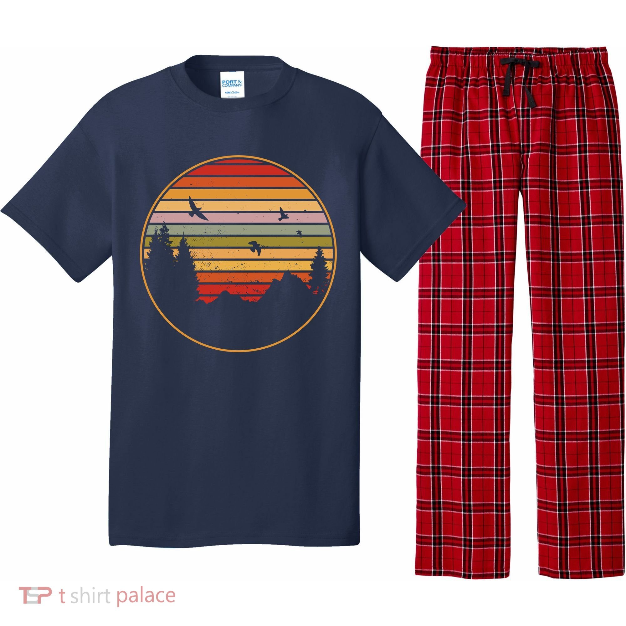 Retro Mountain Nature Sunset Pajama Set