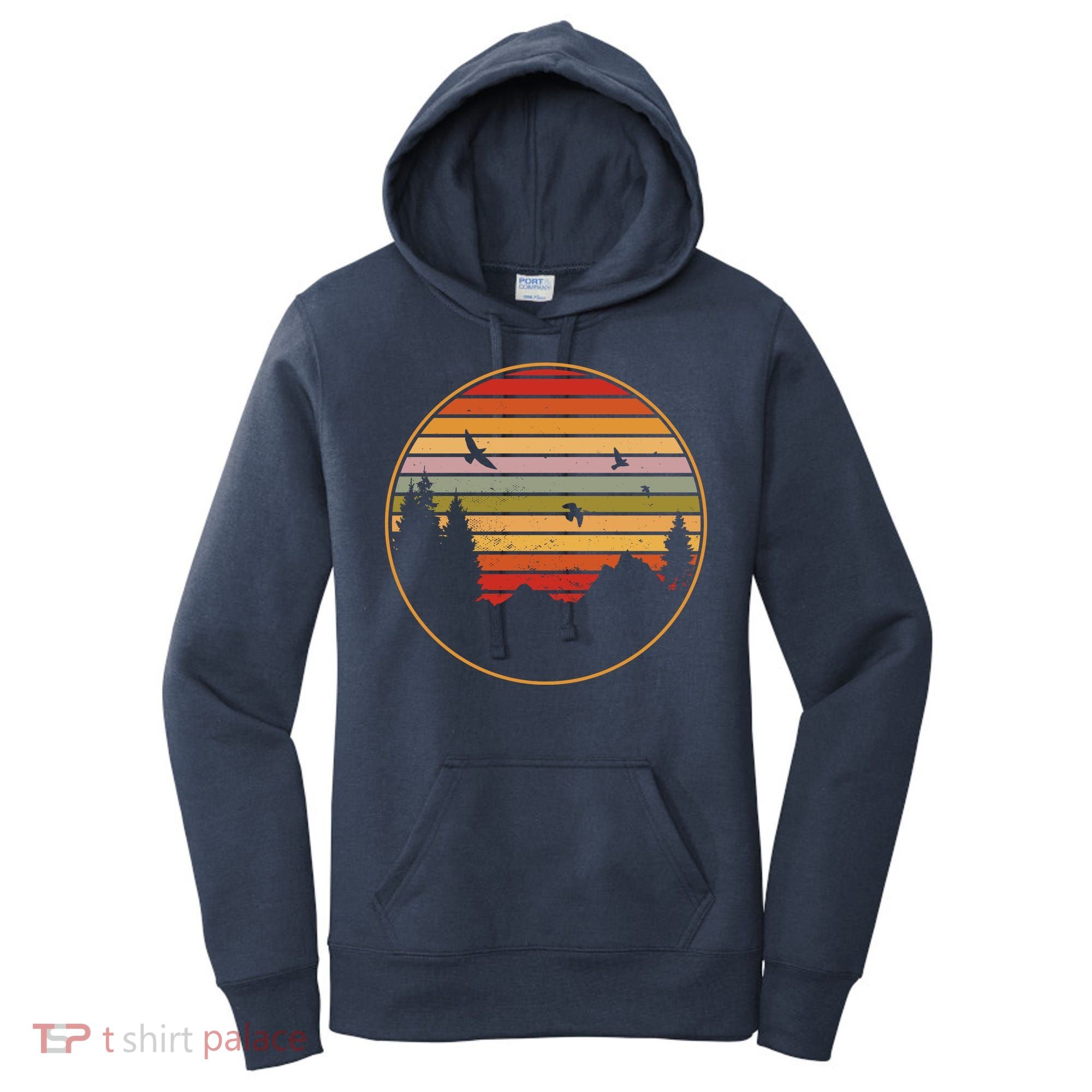 Retro Mountain Nature Sunset Women's Hoodie