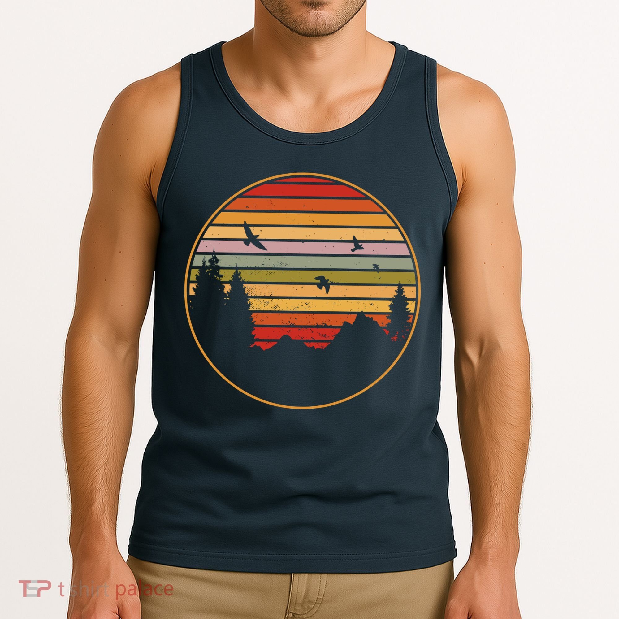 Retro Mountain Nature Sunset Tank Top