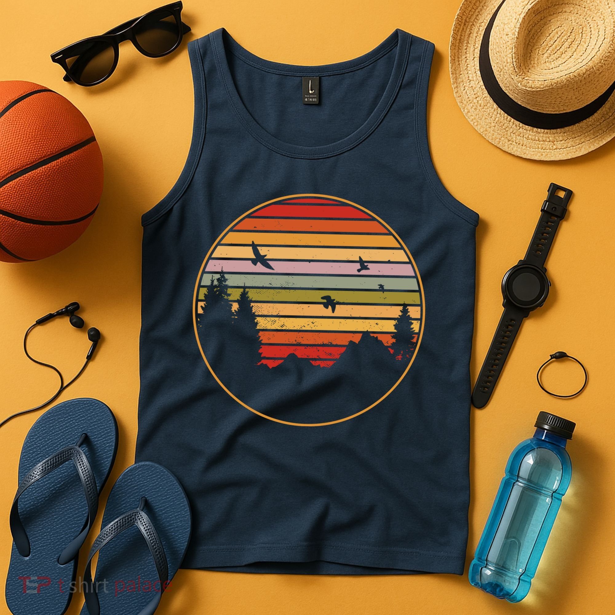 Retro Mountain Nature Sunset Tank Top