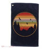 Retro Mountain Nature Sunset Golf Towel thumb 0