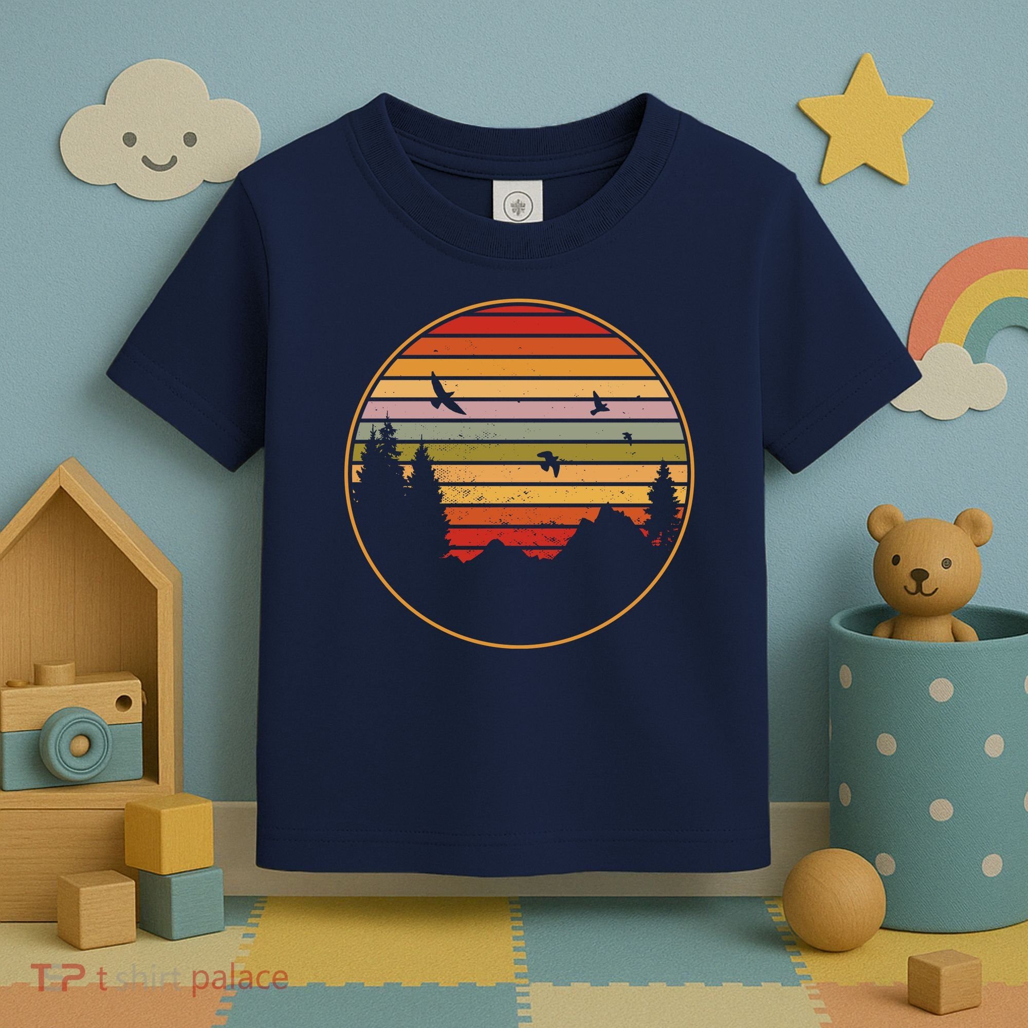 Retro Mountain Nature Sunset Toddler T-Shirt
