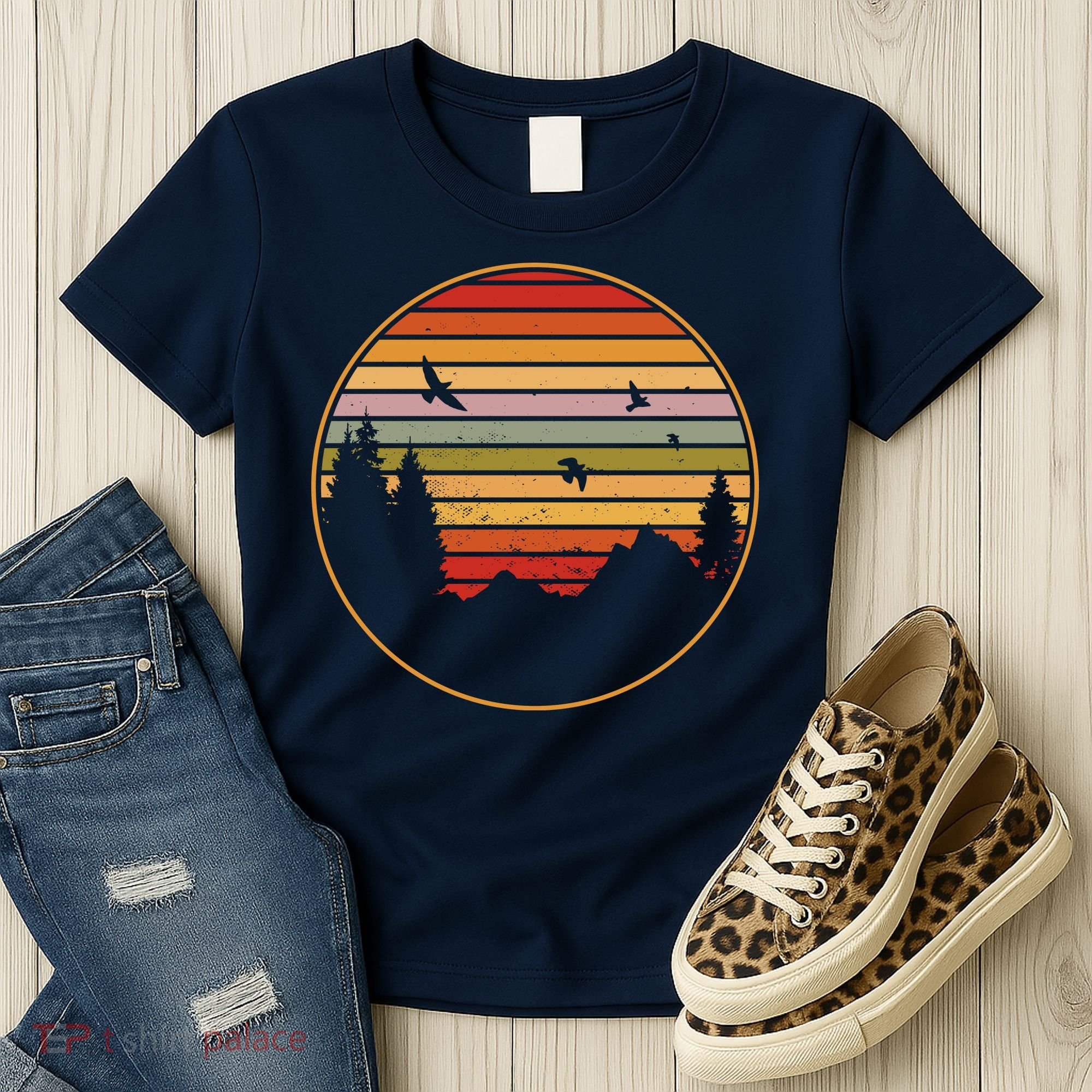 Retro Mountain Nature Sunset Women's T-Shirt