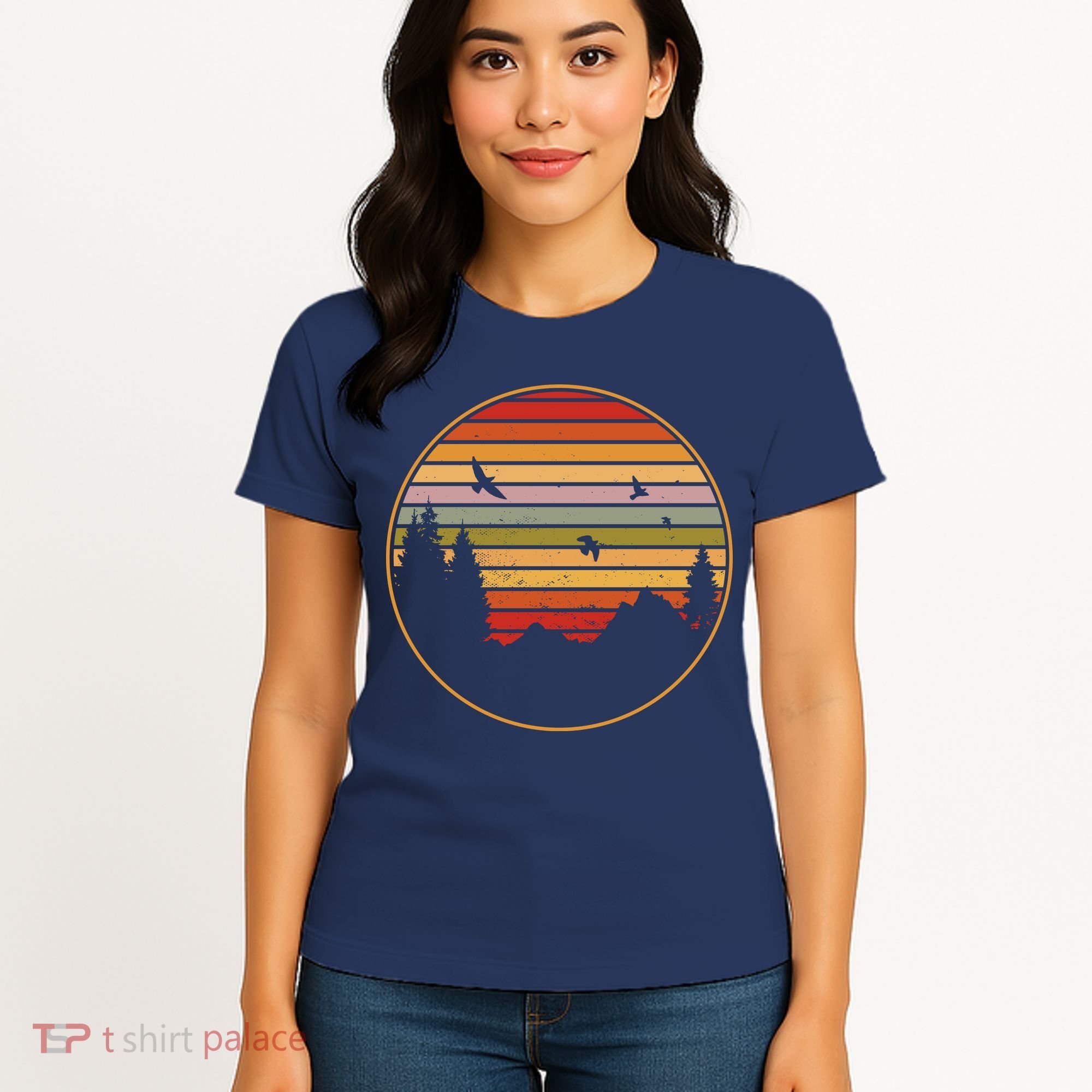 Retro Mountain Nature Sunset Women's T-Shirt