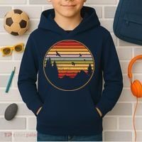 Retro Mountain Nature Sunset Kids Hoodie thumb 2