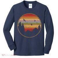 Retro Mountain Nature Sunset Kids Long Sleeve Shirt thumb 0