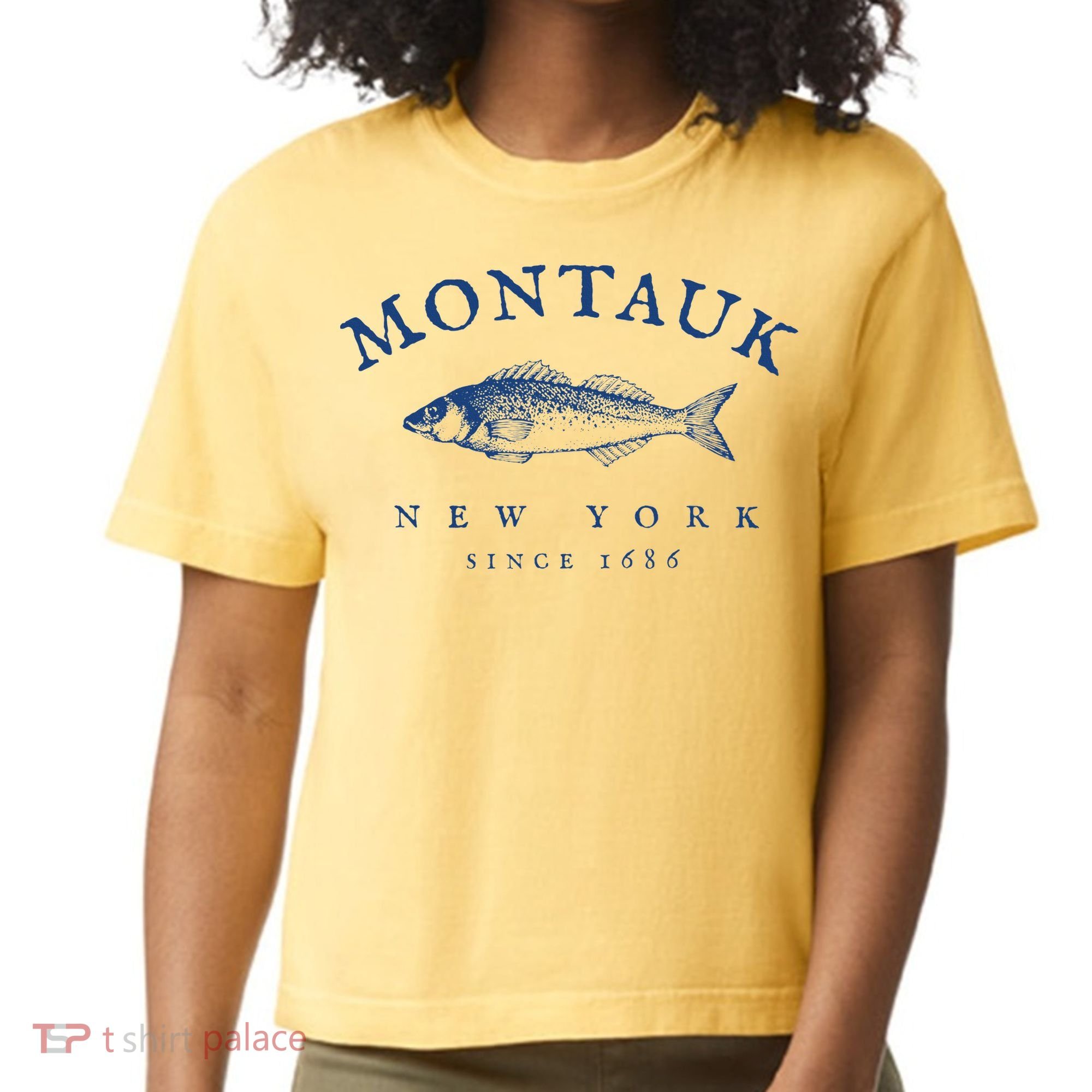 Retro Montauk New York Fishing Comfort Colors Boxy T-Shirt