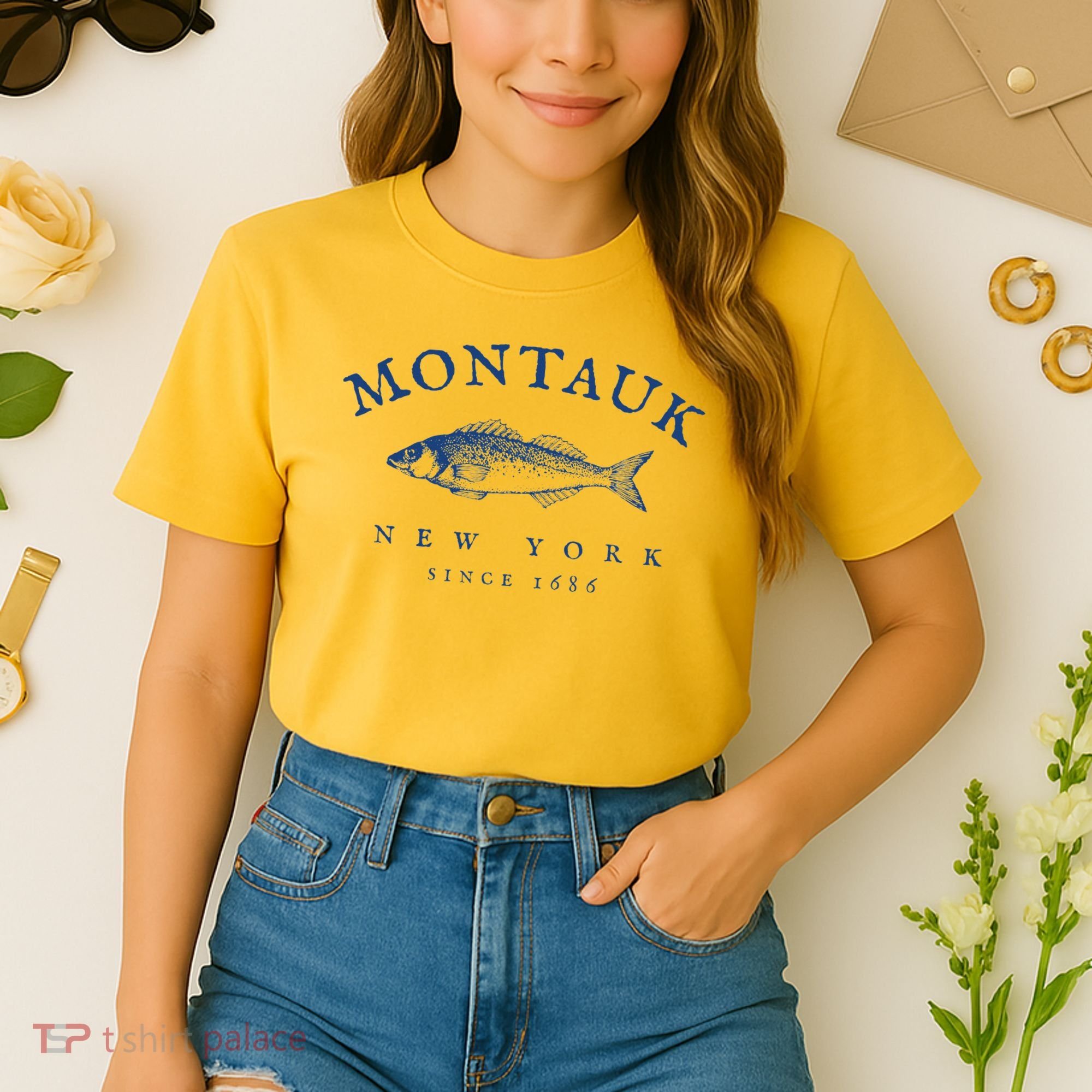Retro Montauk New York Fishing Comfort Colors Boxy T-Shirt