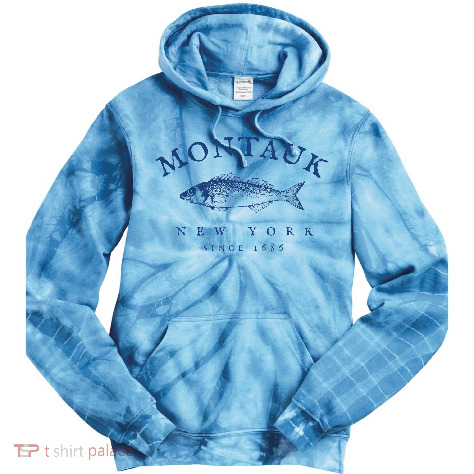Retro Montauk New York Fishing Tie Dye Hoodie