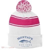 Retro Montauk New York Fishing Stripe Pom Pom Beanie thumb 0