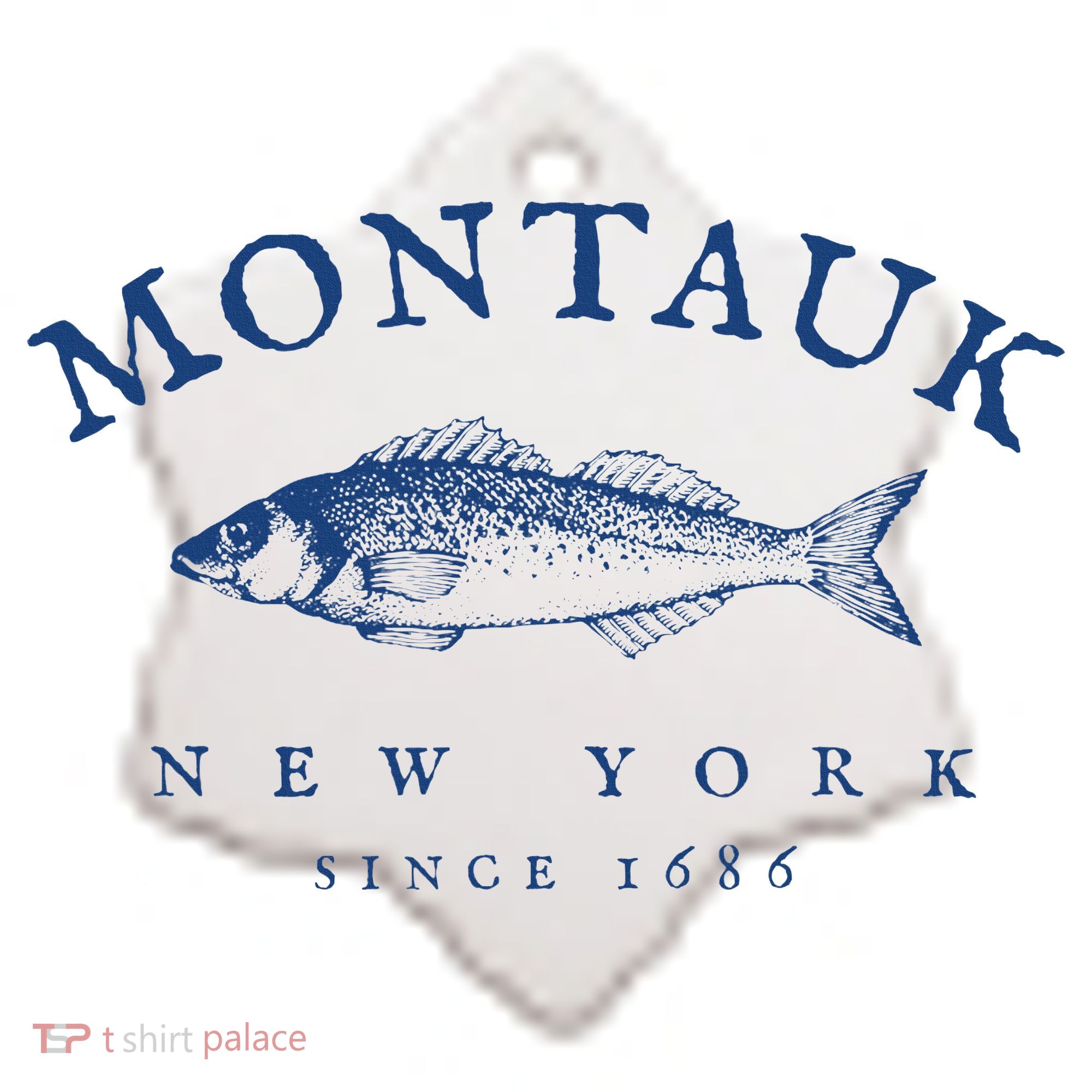 Retro Montauk New York Fishing Ceramic Ornament