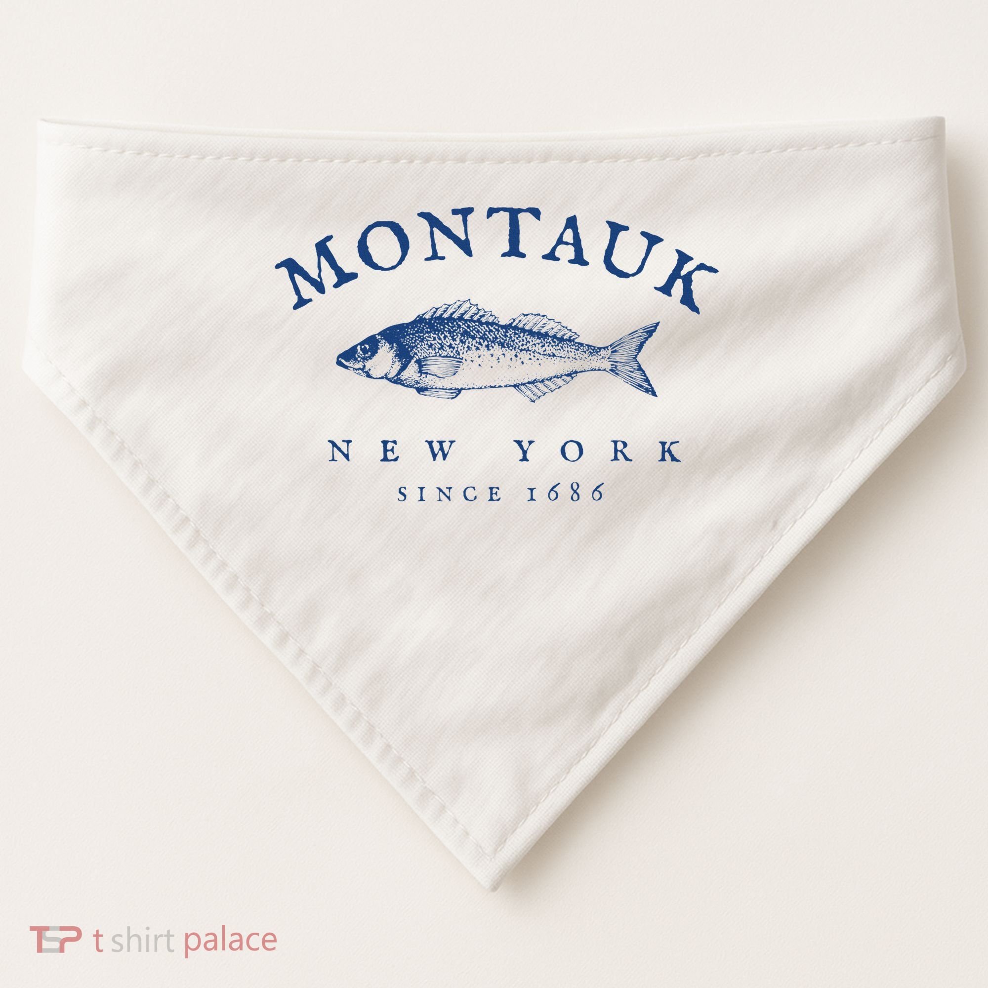 Retro Montauk New York Fishing USA-Made Doggie Bandana