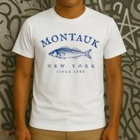 Retro Montauk New York Fishing T-Shirt thumb 3