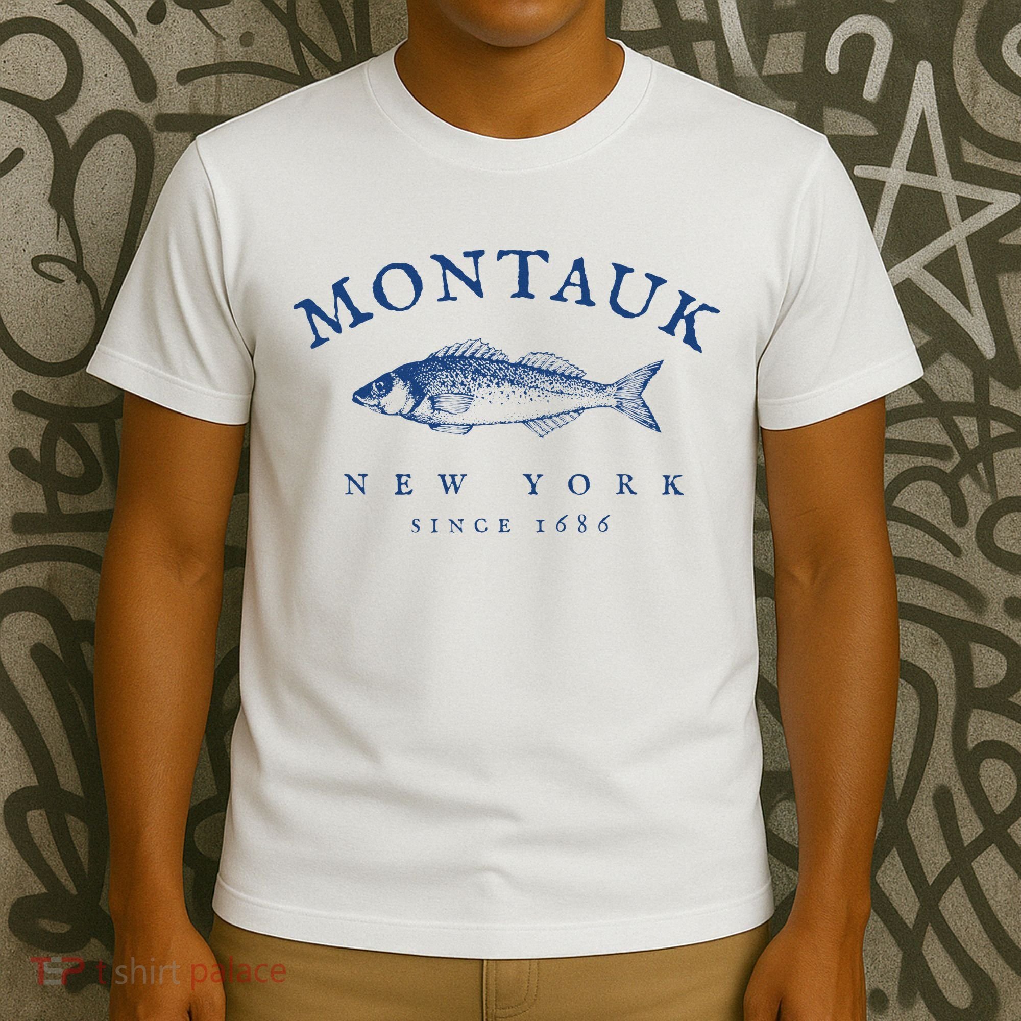 Retro Montauk New York Fishing T-Shirt