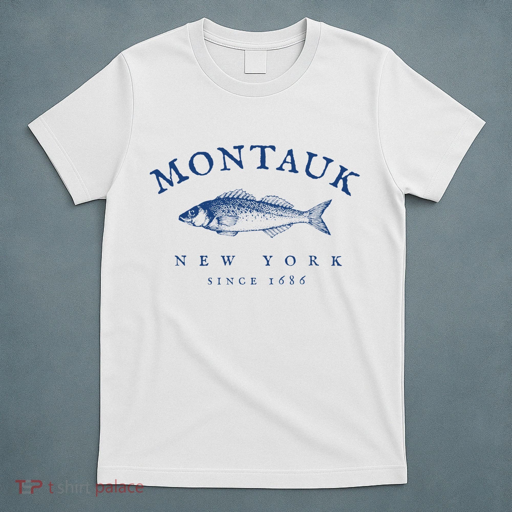 Retro Montauk New York Fishing T-Shirt
