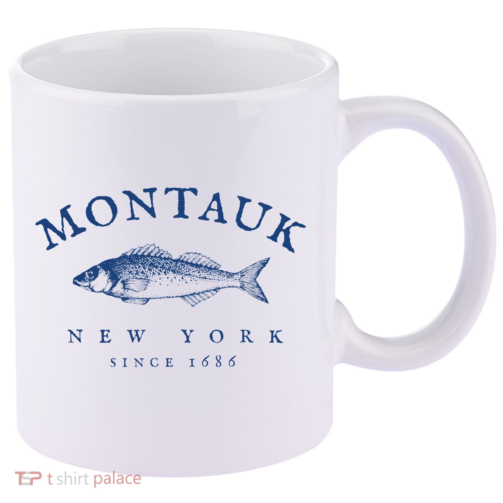 Retro Montauk New York Fishing 11oz C Handle Ceramic Mug