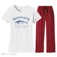 Retro Montauk New York Fishing Women's Flannel Pajama Set thumb 0