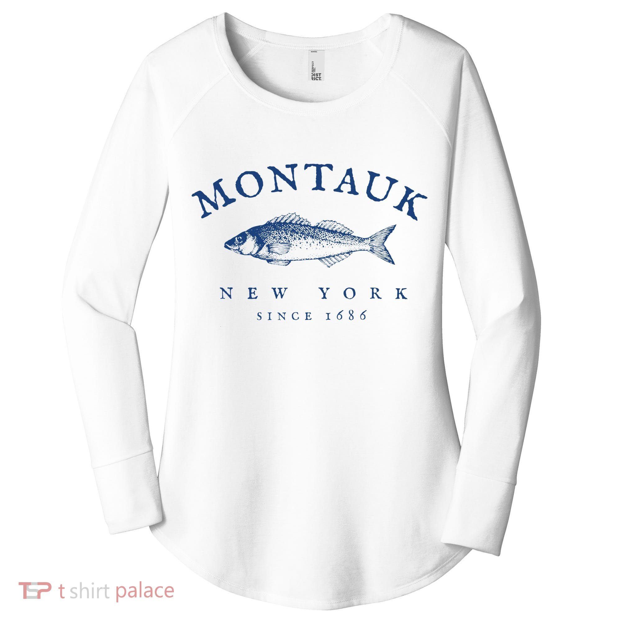 Retro Montauk New York Fishing Women's Perfect Tri Tunic Long Sleeve Shirt