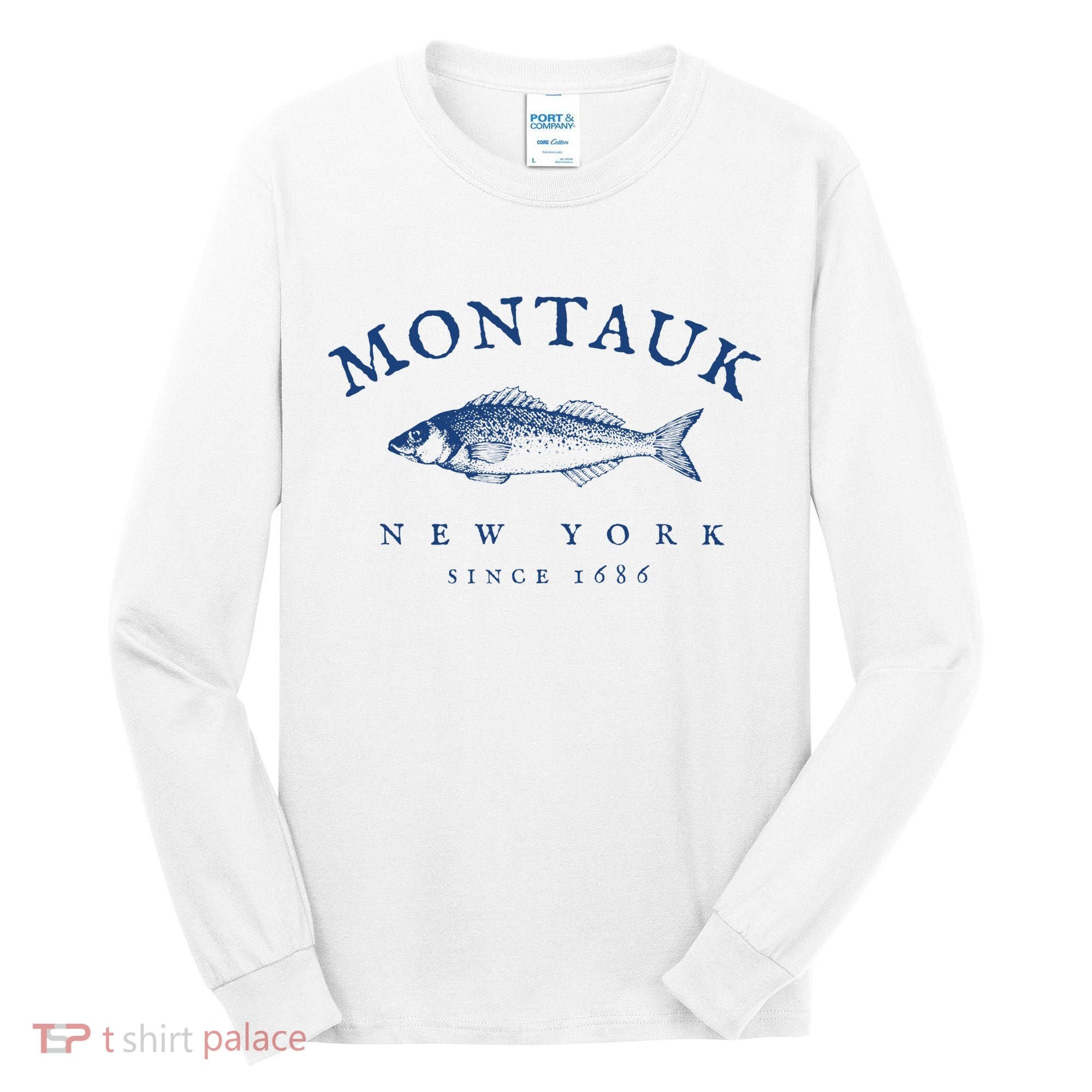 Retro Montauk New York Fishing Tall Long Sleeve Shirt
