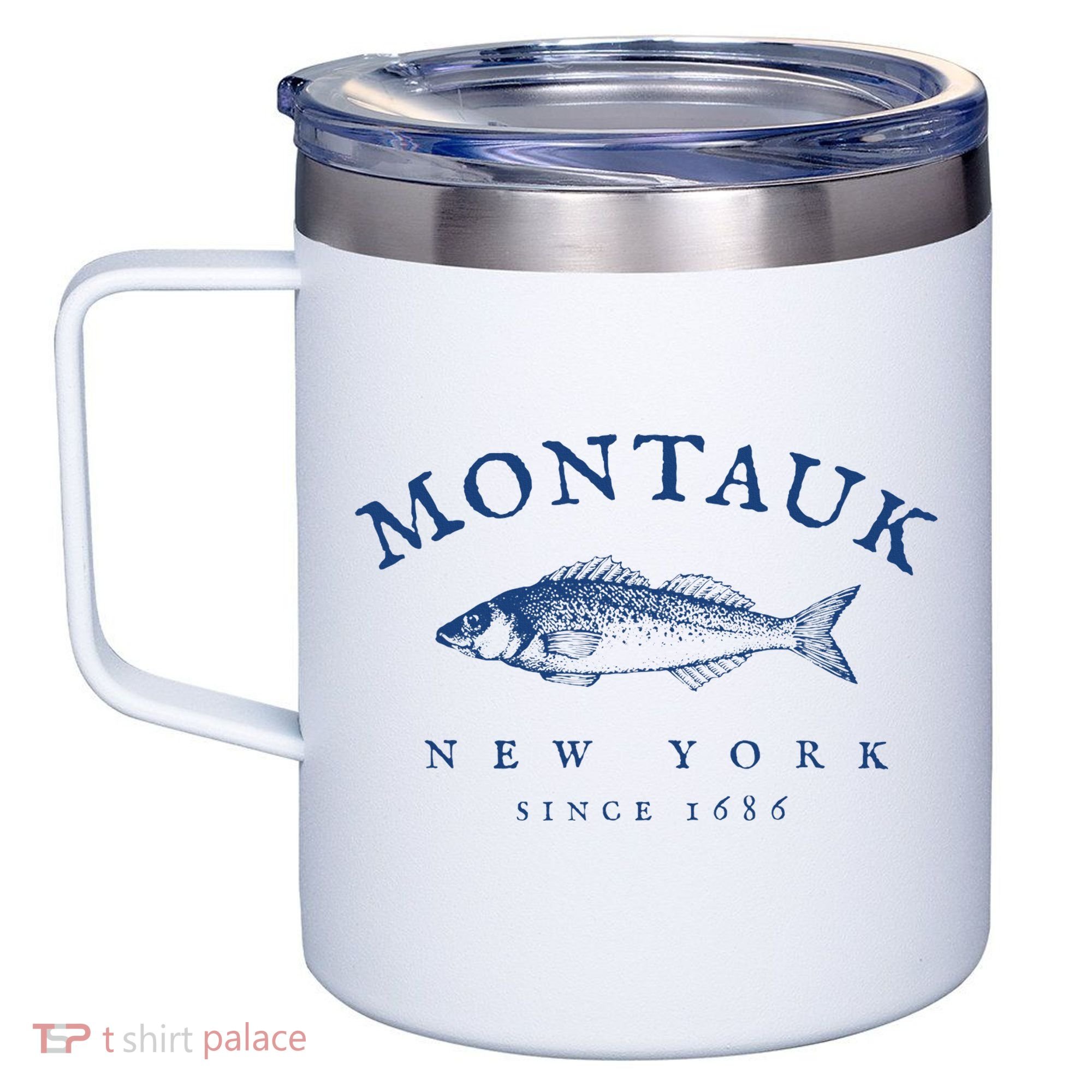 Retro Montauk New York Fishing 12oz Stainless Steel Coffee Mug