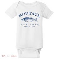 Retro Montauk New York Fishing Baby Bodysuit thumb 0